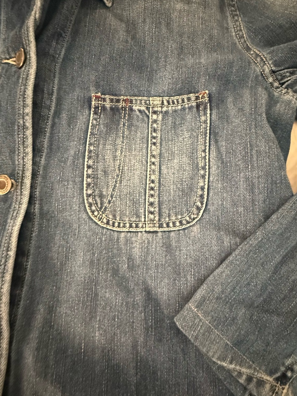 ORVIS Womens Medium Denim Chore Jacket Utility Barn Coat Blue Heritage Style - Picture 8 of 10